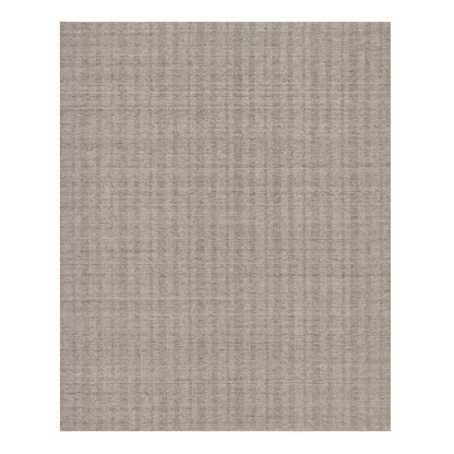 8'1"X10' Tan Brown Hand Loomed Vertical Stripes Design Natural Wool Rug
