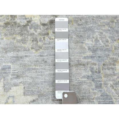 8'X9'10" Hand Knotted Gray Afghan Angora Ushak And Soft Wool Rug