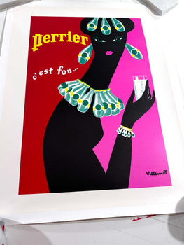 Villemot Perrier Femme Noir Necklace  1977 Authentic Original French Poster