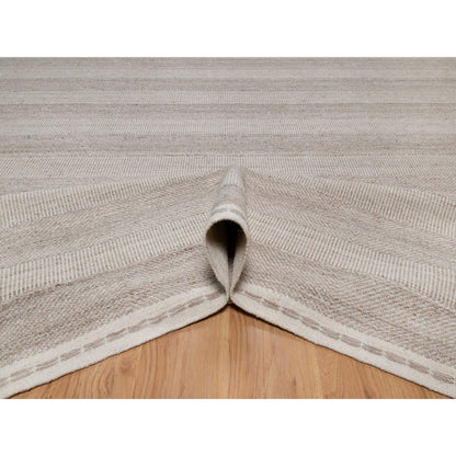 9'2"X12'2" Beaver Brown Flat Weave With Textured Grass Design Wool Rug
