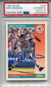 Mike Mussina Autographed 1992 Score Card (Psa)