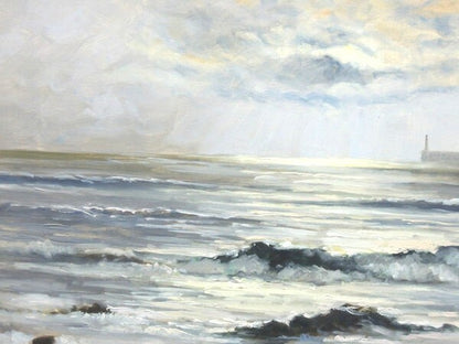 Framed Lucien Chenu Oil Painting Seascape Waves Signed French Art 12F