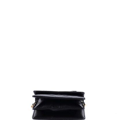 Chanel Camellia Bow Flap Card Holder With Chain Quilted Lambskin