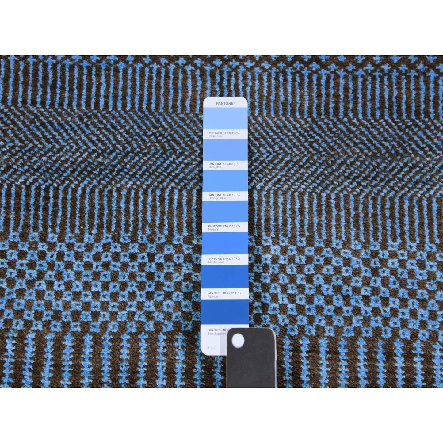 2'7"X9'6" Blue Hand Knotted Grass Design Dyed Wool And Silk Runner Rug