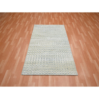 4'X6' Tan Brown Mid Century Inspired Modern Wool & Silk Hand Knotted Rug