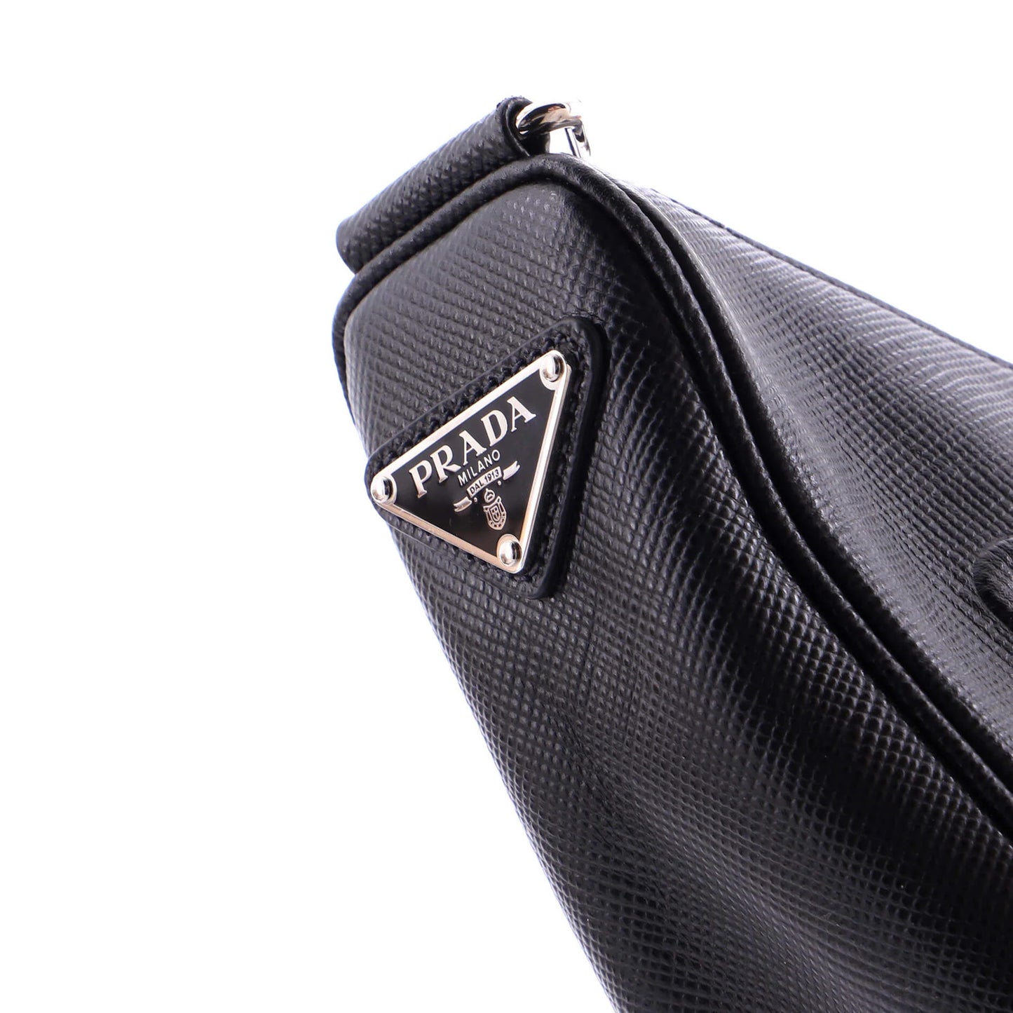 Prada Triangle Logo Zip Crossbody Bag Soft Leather Small