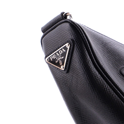 Prada Triangle Logo Zip Crossbody Bag Soft Leather Small