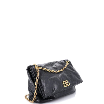 Balenciaga Monaco Chain Flap Shoulder Bag Leather Large