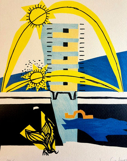 Le Corbusier Coa Lithograph Stamped Approved /