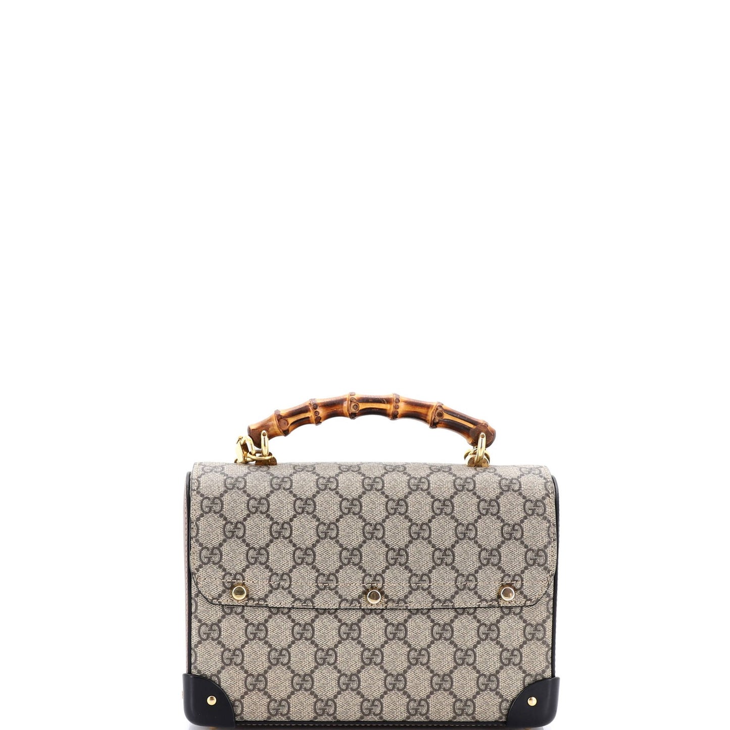 Gucci Padlock Bamboo Shoulder Bag Gg Coated Canvas Small