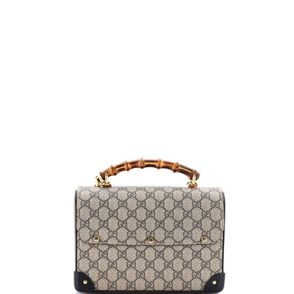 Gucci Padlock Bamboo Shoulder Bag Gg Coated Canvas Small