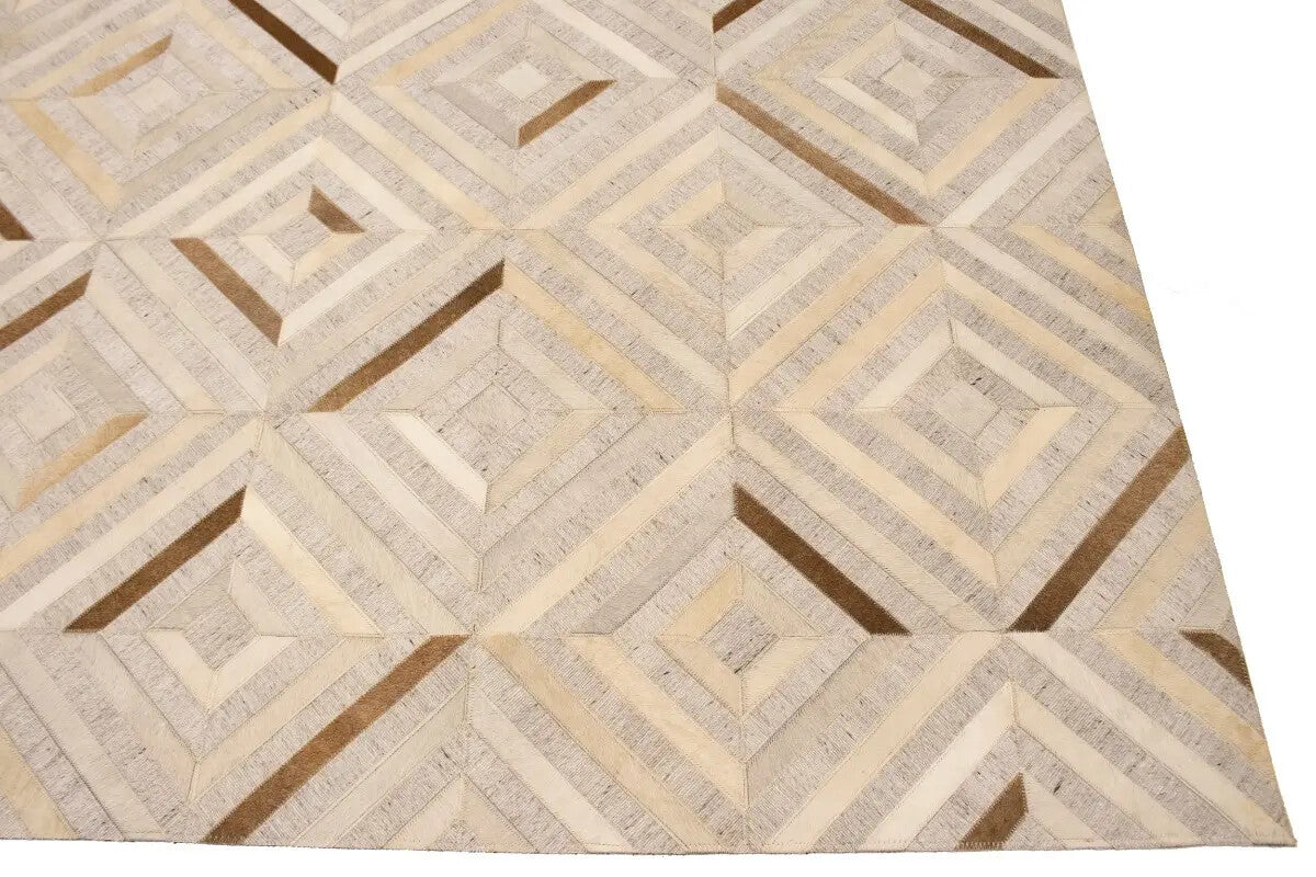 Patchwork Modern Cowhide Leather Rug Contemporary