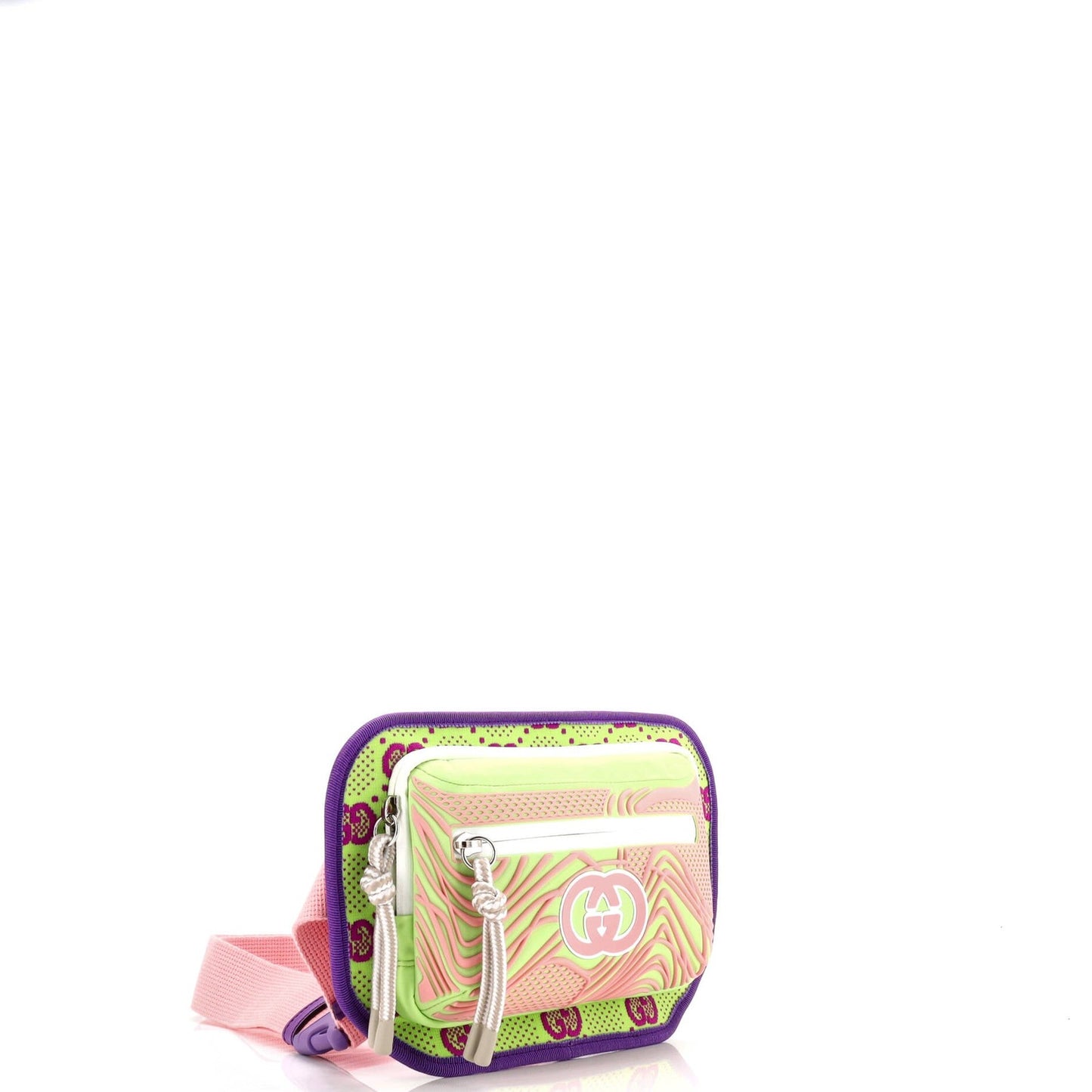 Gucci Panelled Front Pocket Belt Bag Backpack Gg Jacquard Nylon And Rubber