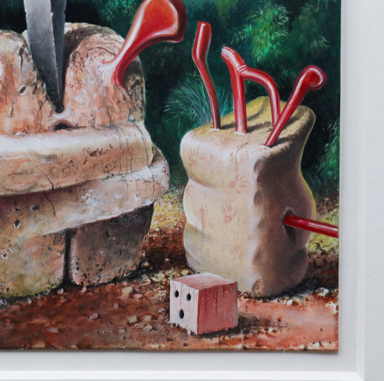 Steve Galloway & Edward Henderson Signed Original Painting Gouache On Paper 1986