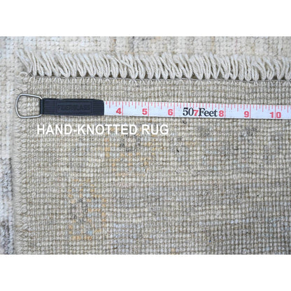 5'X6'10" Gray Afghan Angora Oushak All Over Pattern Hand Knotted Wool Rug