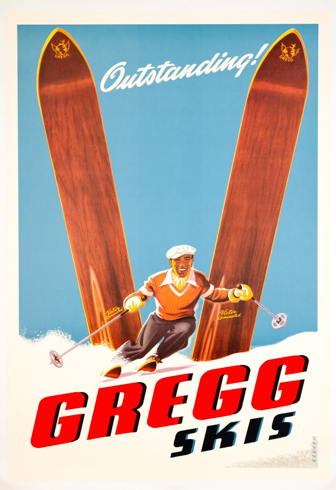 Sascha Maurer Gregg Skis Poster C.1950S Original Ski Advertising  21.25  31.5