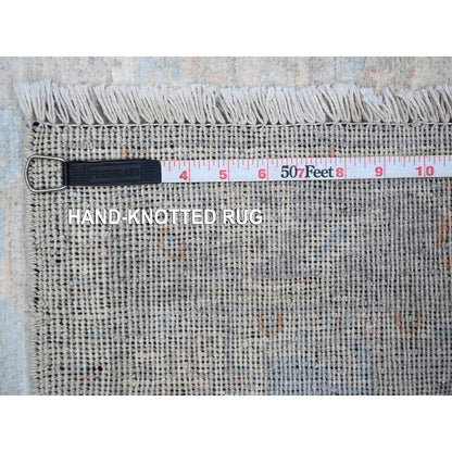 3'1"X5' Gray Washed Out Zoroastrian Design Hand Knotted Wool Oriental Rug