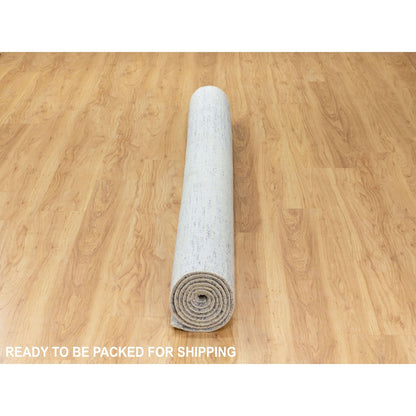 6'1"X9' Light Gray Jacquard Hand Loomed Modern Natural Wool Oriental Rug