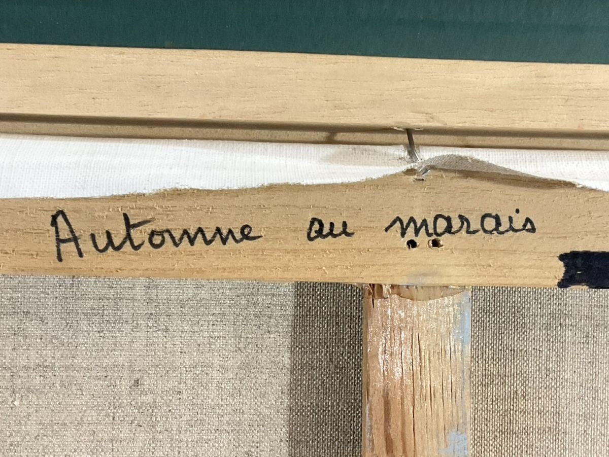 Escudie Original Oil Painting 15F Autumn Lake French Landscape Large Framed