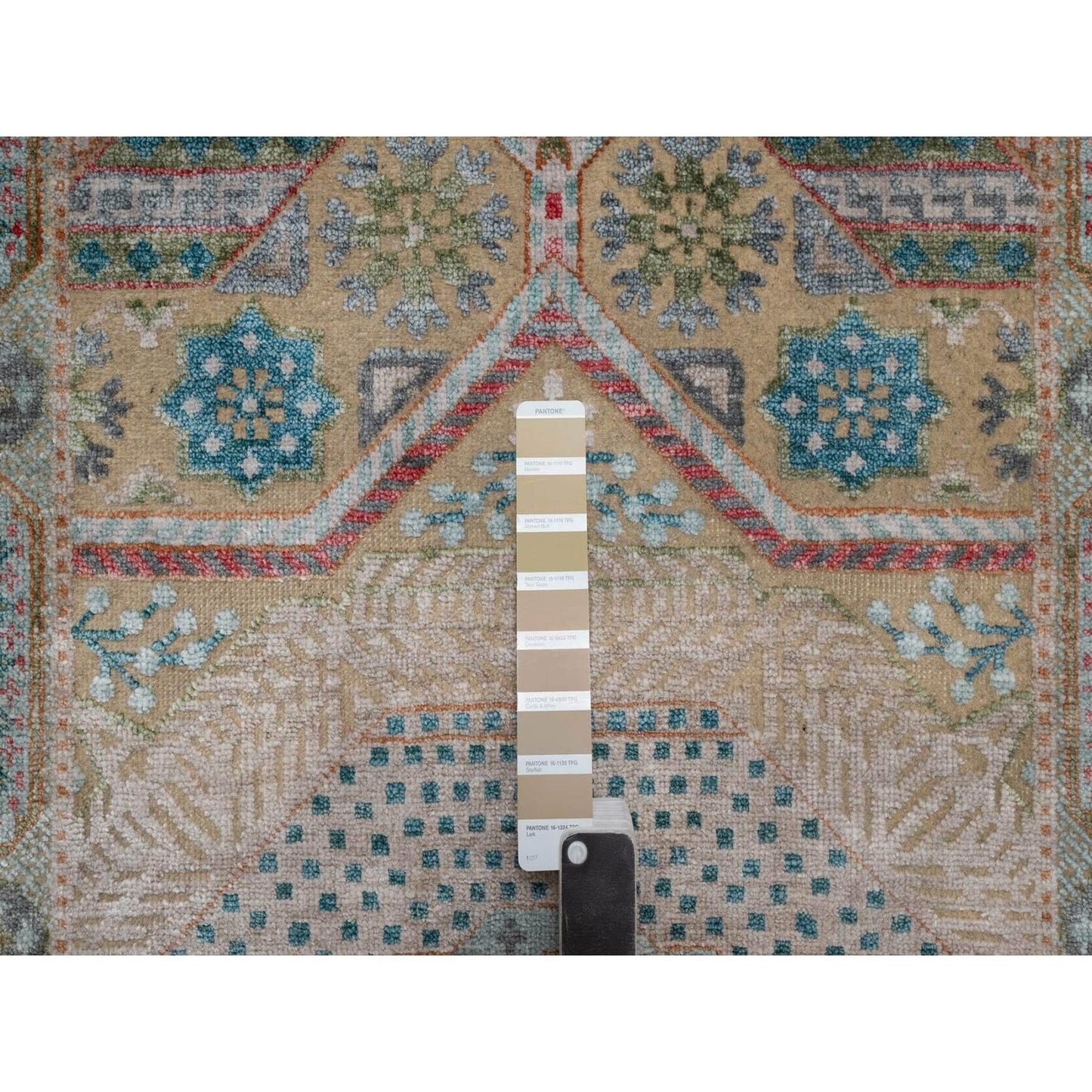 2'7"X10' Khaki Brown Hand Knotted Rug Mamluk Design Wool And Silk Runner