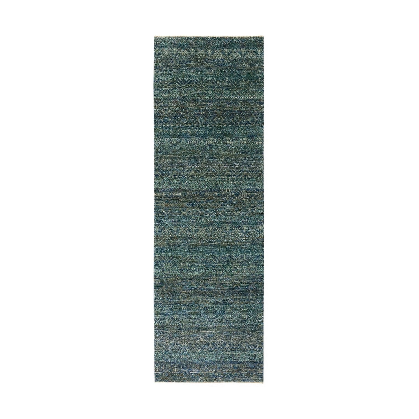 2'6"X8' Kohinoor Herrita Green 100% Wool Hand Knotted Oriental Rug