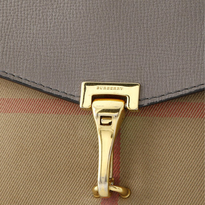Burberry Macken Crossbody Bag Leather And House Check Canvas Small