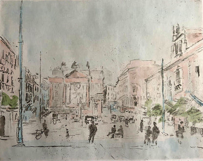 Michele Cascella Hand-Signed Watercolor Etching