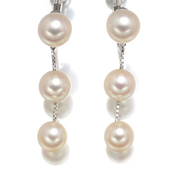 Tasaki Earrings Akoya Pearl 6.6-7.4Mm Chain Dangle 18K 750 White Gold