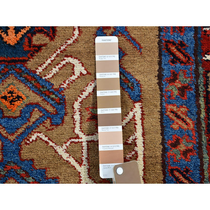 4'1"X12'8" Brown Antique Farsian Serib Wide Runner Wool Hand Knotted Rug