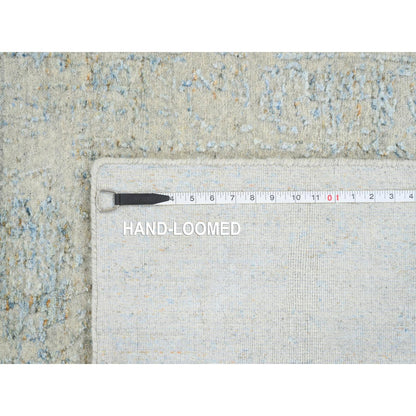 2'8"X10' Gray Tebraz Wool And Silk Jacquard Hand Loomed Runner Rug