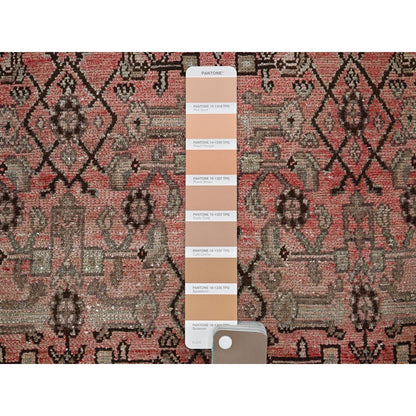 3'X8'6" Faded Red Vintage Zoroastrian Khamadan Hand Knotted Wool Runner Rug