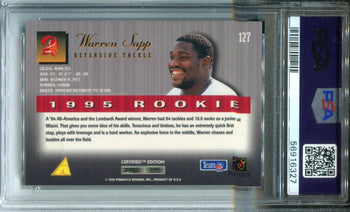 Warren Sapp 1995 Select Certified #127 Psa Mint 9 Auto 10 Card