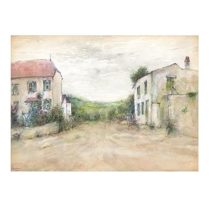 Bernard Gantner Chemin du Village 2002 Original Watercolor on Paper, Signed