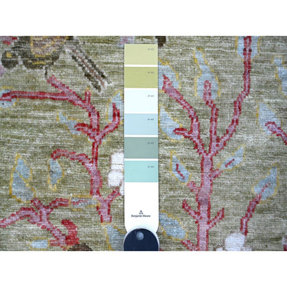 2'9"X6' Laurel Green Wool Hand Knotted Peshawar Runner Oriental Rug