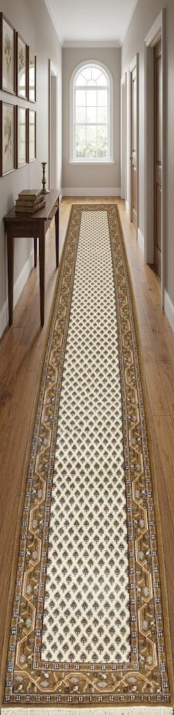 Indo-Botemir 3X11 Oriental Runner Rug Cream Floral Boho Decor Hallway Carpet