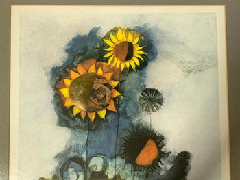 Rosina Wachtmeister Signed Sunflower Print 1981 Gold Leaf Details Rare Abstract