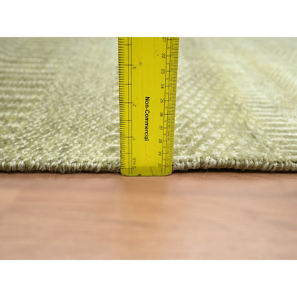 4'9"X6'9" Brown Grass Design Hand Knotted Wool And Silk Denser Weave Rug