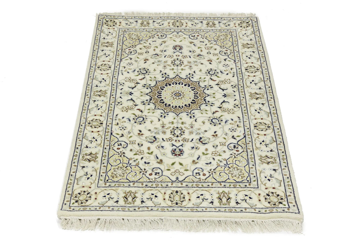 Indo-Nain Hand-Knotted Wool Oriental Rug Classic