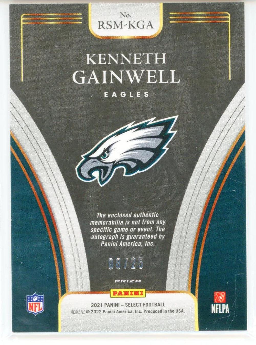 Kenneth Gainwell Autographed 2021 Panini Select Tie Dye Prizm Rookie Card #Rs-Kg