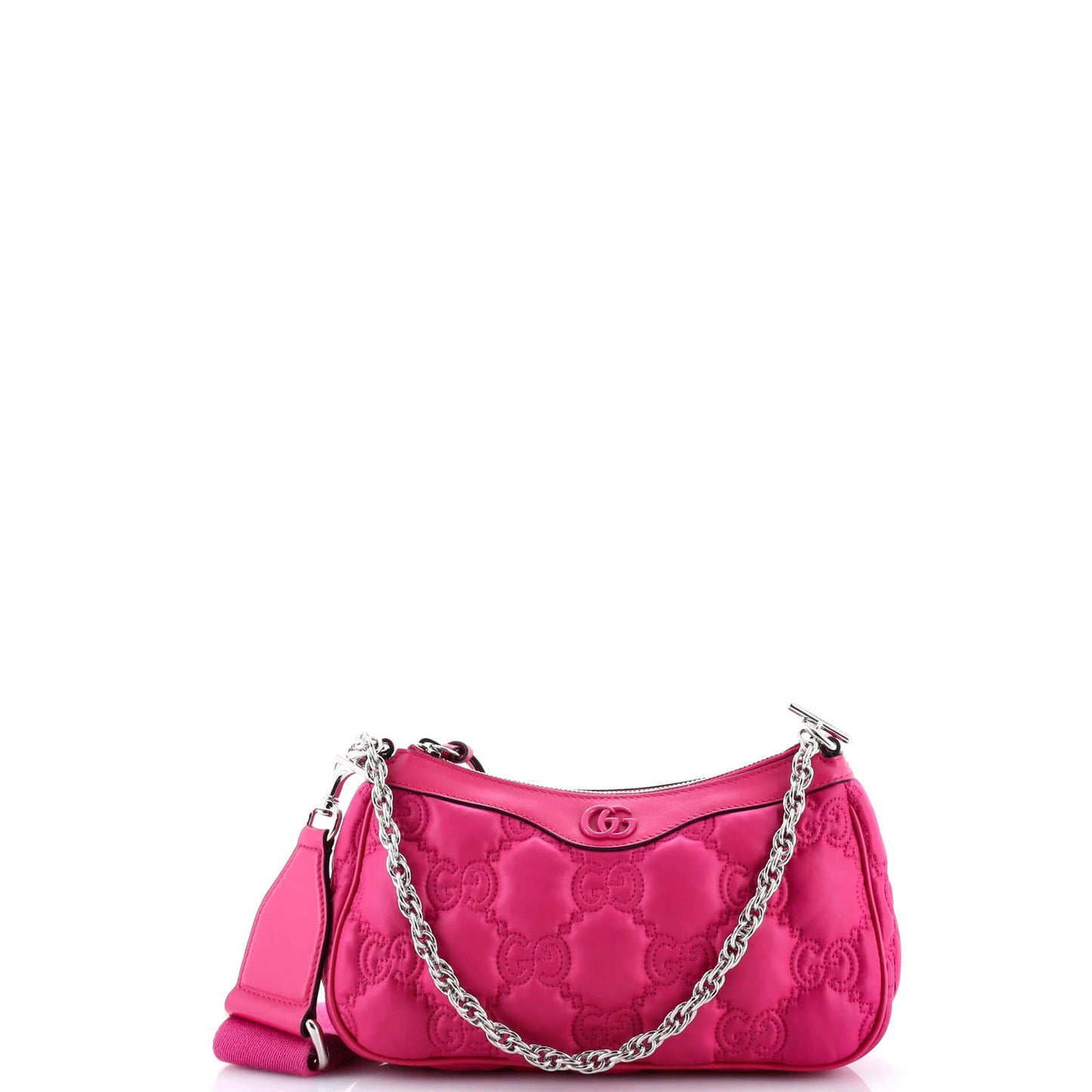 Gucci Zip Shoulder Bag Gg Embossed Matelasse Nylon With Leather Mini