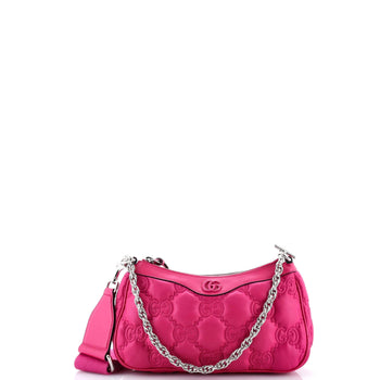 Gucci Zip Shoulder Bag Gg Embossed Matelasse Nylon With Leather Mini