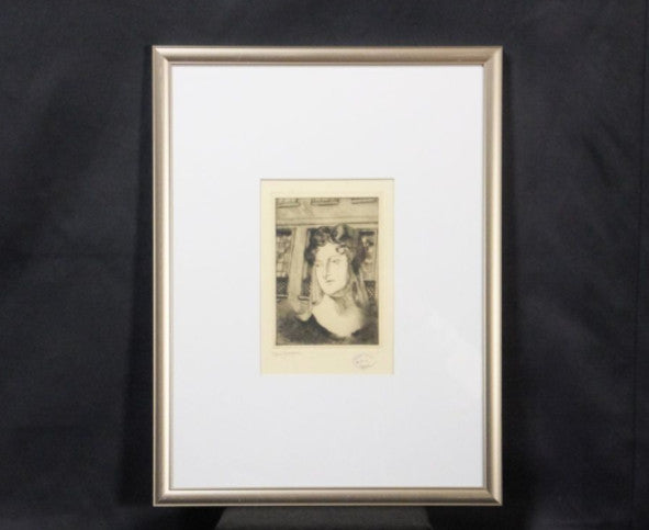Clement Serveau Signed Drypoint Etching "Lady Of Elegance" W/ Cf Paris Stamp