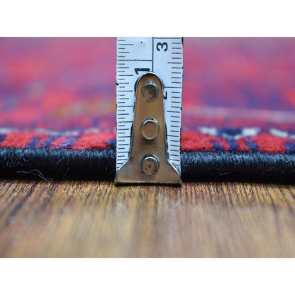 3'3"X4'8" Afghan Khamyab Wool Hand Knotted Deep And Saturated Red Rug