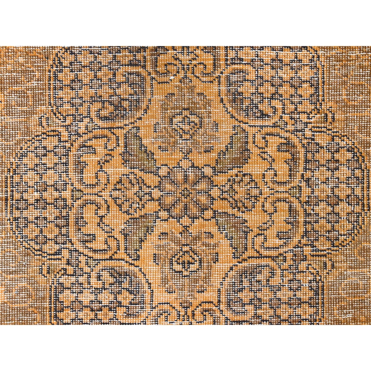 6'1"X9'6" Semi Antique Orange Farsian Tebraz Hand Knotted Clean Wool Rug