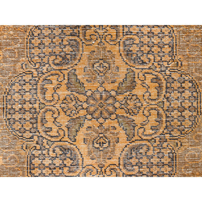 6'1"X9'6" Semi Antique Orange Farsian Tebraz Hand Knotted Clean Wool Rug