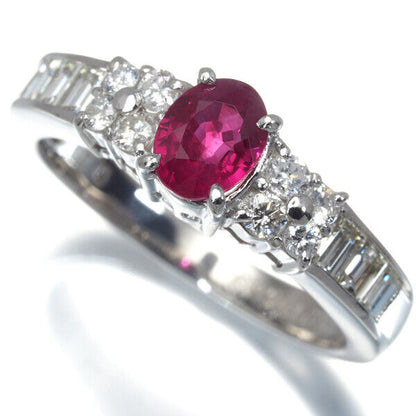 Ruby 0.69ct Diamond 0.59ct Ring 900 Platinum