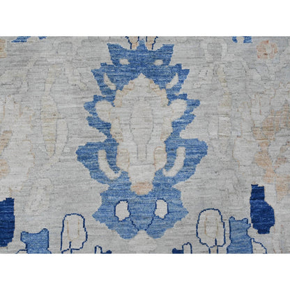 9'X11'7" Oyster Gray Ziegler Mahal Design Peshawar Hand Knotted Wool Rug