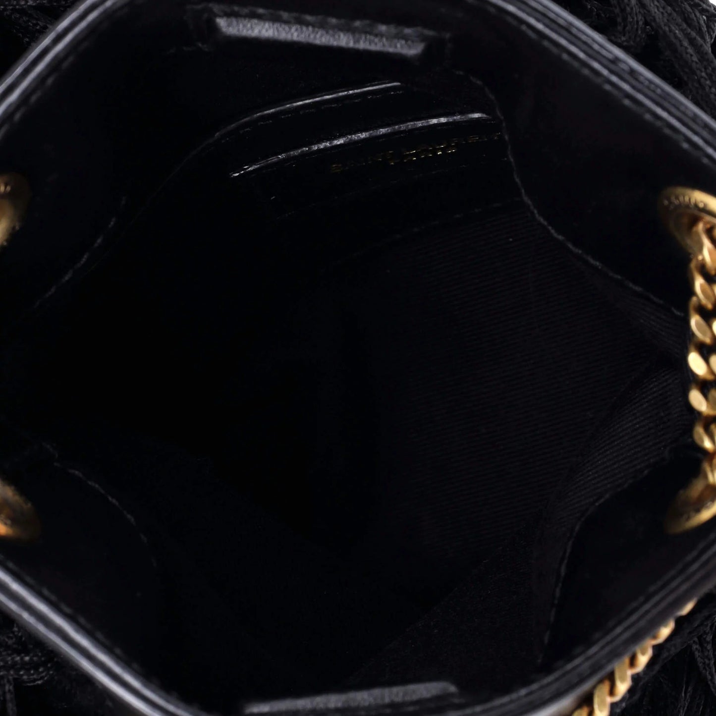 Saint Laurent Grace Fringe Hobo Leather And Crochet Small