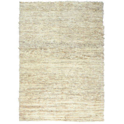 12'4"X18'1" Ivory Pure Wool Hand Knotted Moroccan Berber Oversized Rug
