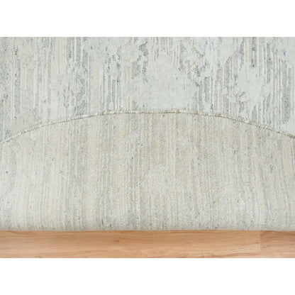 8'X8' Ivory Modern Design Undyed Natural Wool Hand Knotted Round Rug